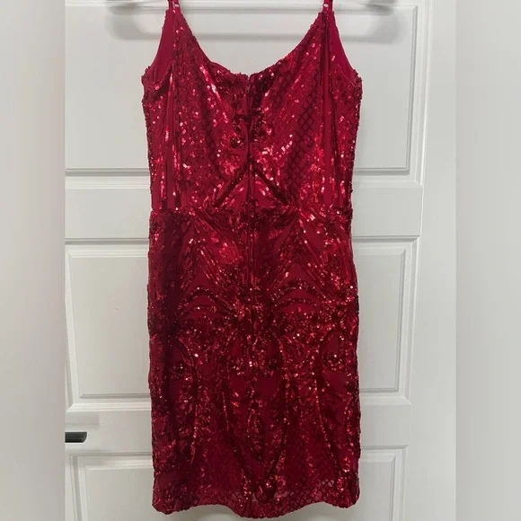 Elegant Red Sequin Dress - Picture 7 of 14